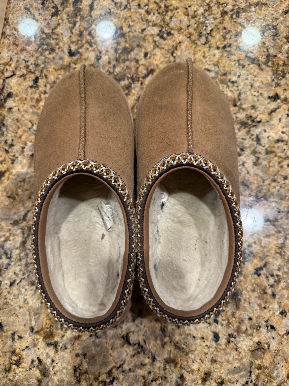 UGG Chestnut Suede Beaded Trim Slip-On Slippers